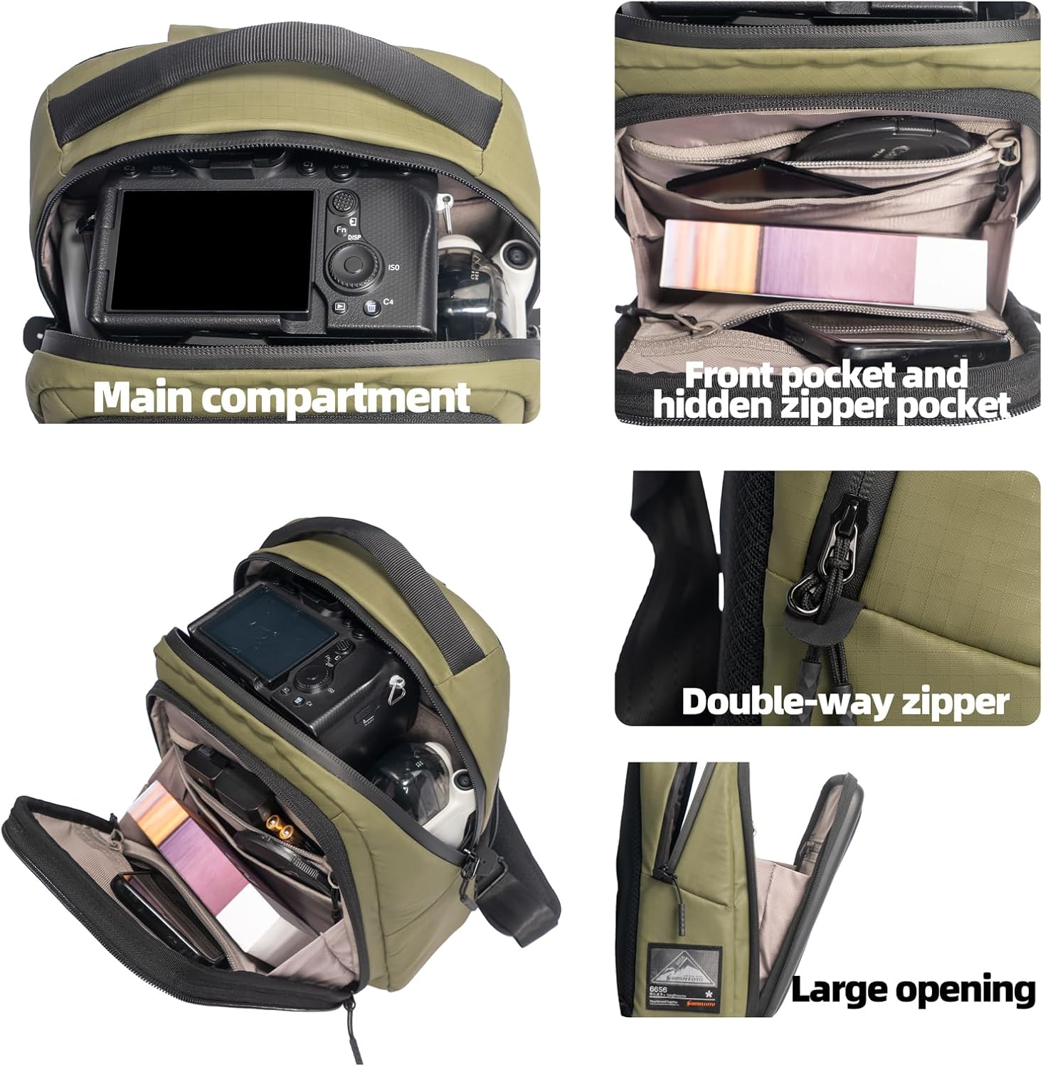 Besnfoto Camera Hardshell Case Crossbody Camera Sling Bag Small Waterproof Photography Bag for Mirrorless and DSLR Cameras
