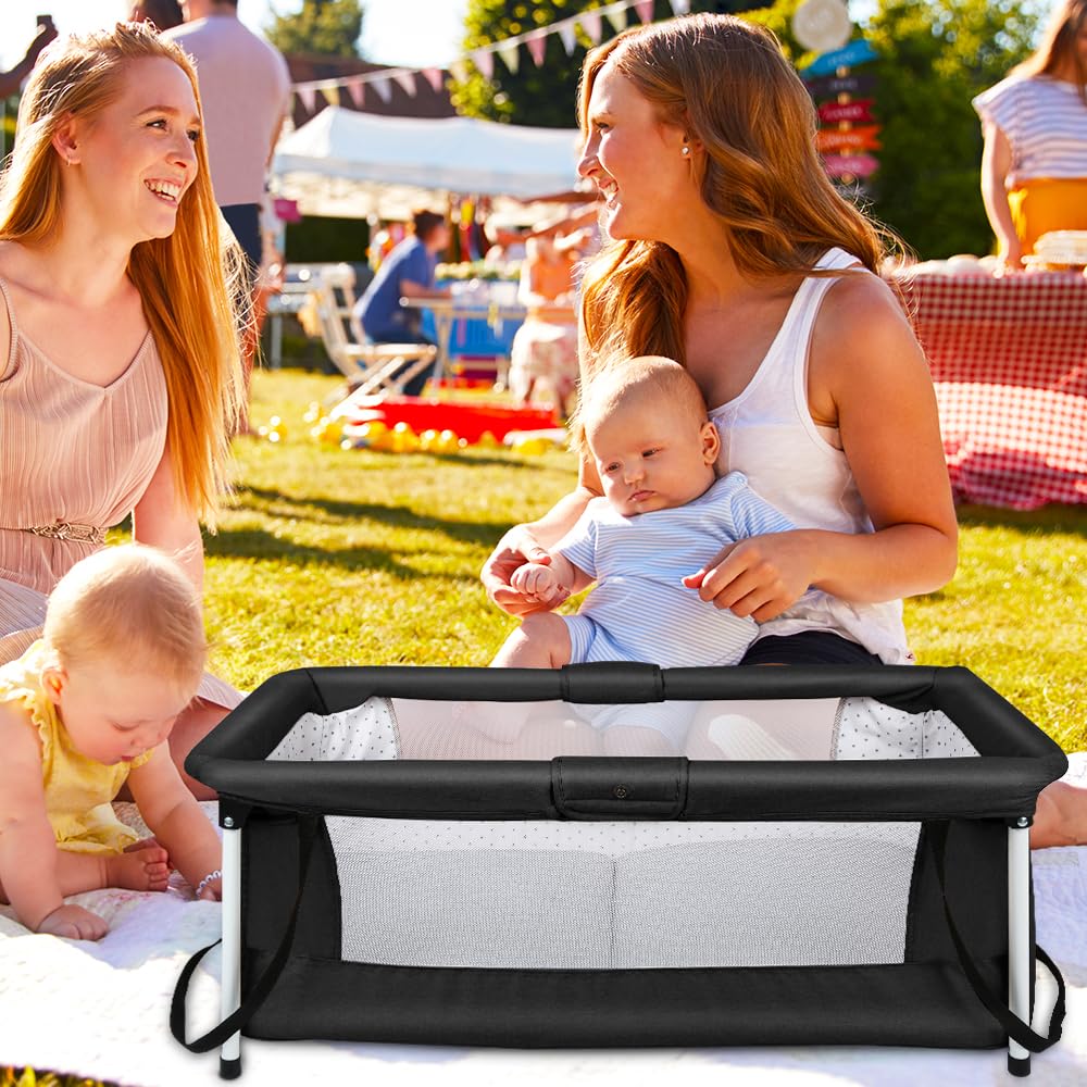 Lit de Voyage Bébé Pliable avec Moustiquaire 90 x 50 x 35 cm Noir