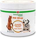 Vetoquinol Pill Wrap Treats for Dogs & Cats – 4oz, 56 servings – Hides Any Size, Shaped Pill – Moist, Flavorful & Shapeable Pill Pocket Paste – Easy-to-Swallow Masking Pill Pouch for Training & Treats