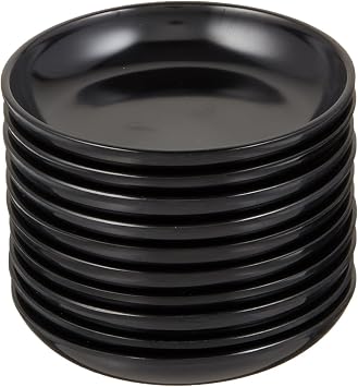 Happy Sales HS305AB10 Melamine Sauce Dishes Set of 10, Black
