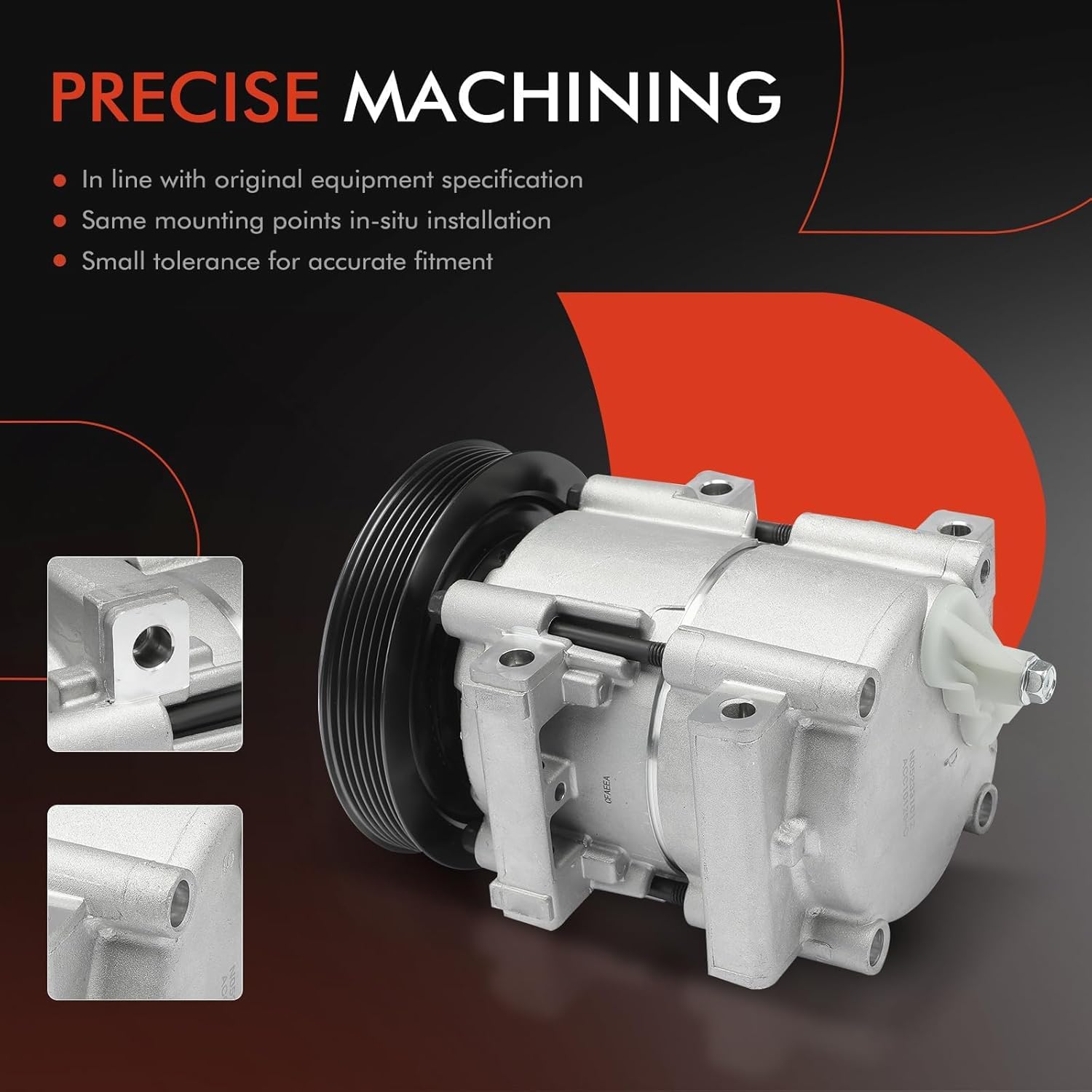 A-Premium A/C Compressor with Clutch Compatible with 4.9L 7.5L 1989, Ford F-150, F-250, F-350, F-53 Motorhome Chassis, Bronco