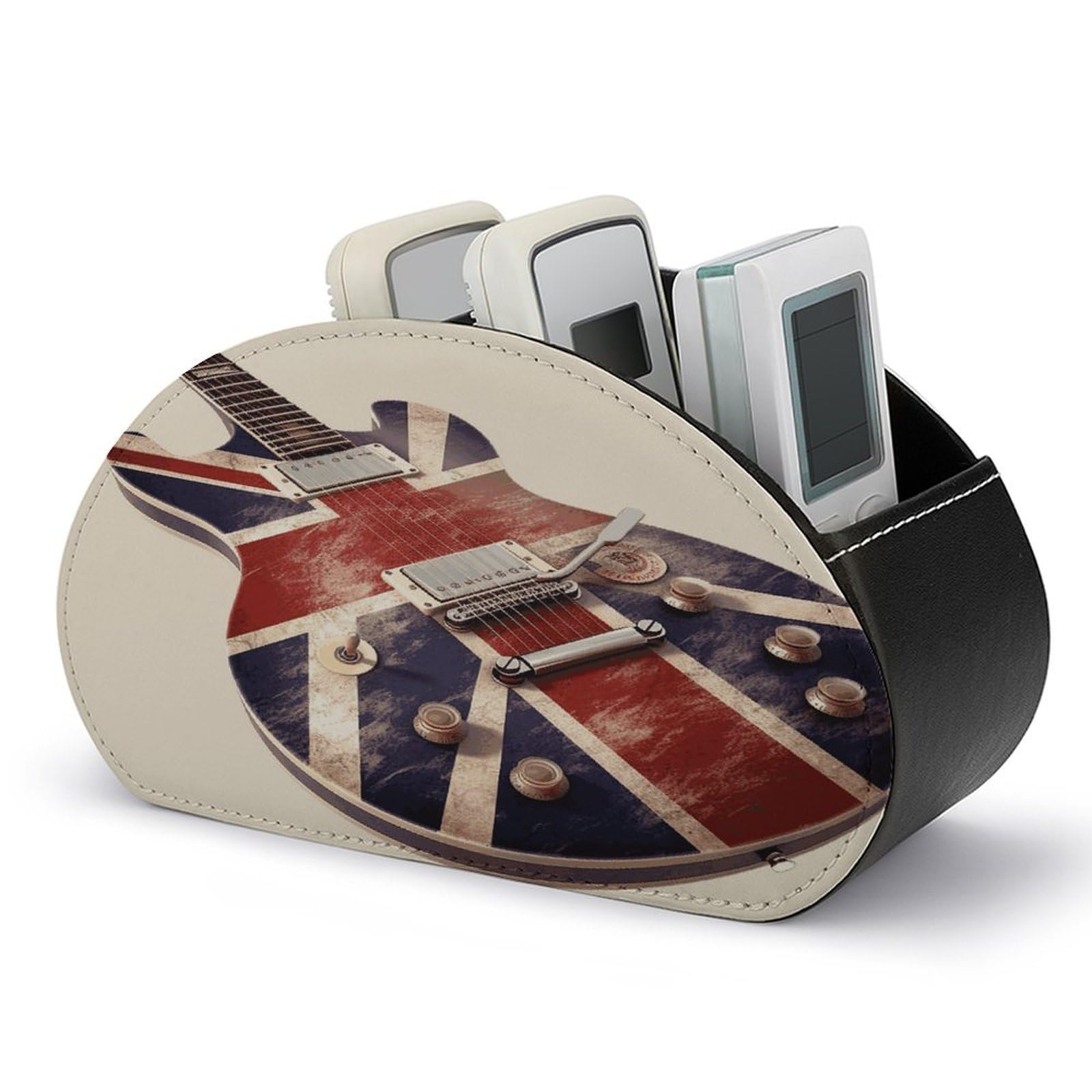 Btcowzrv Style Guitar British Flag Remote Control Holder With 5 Compartments