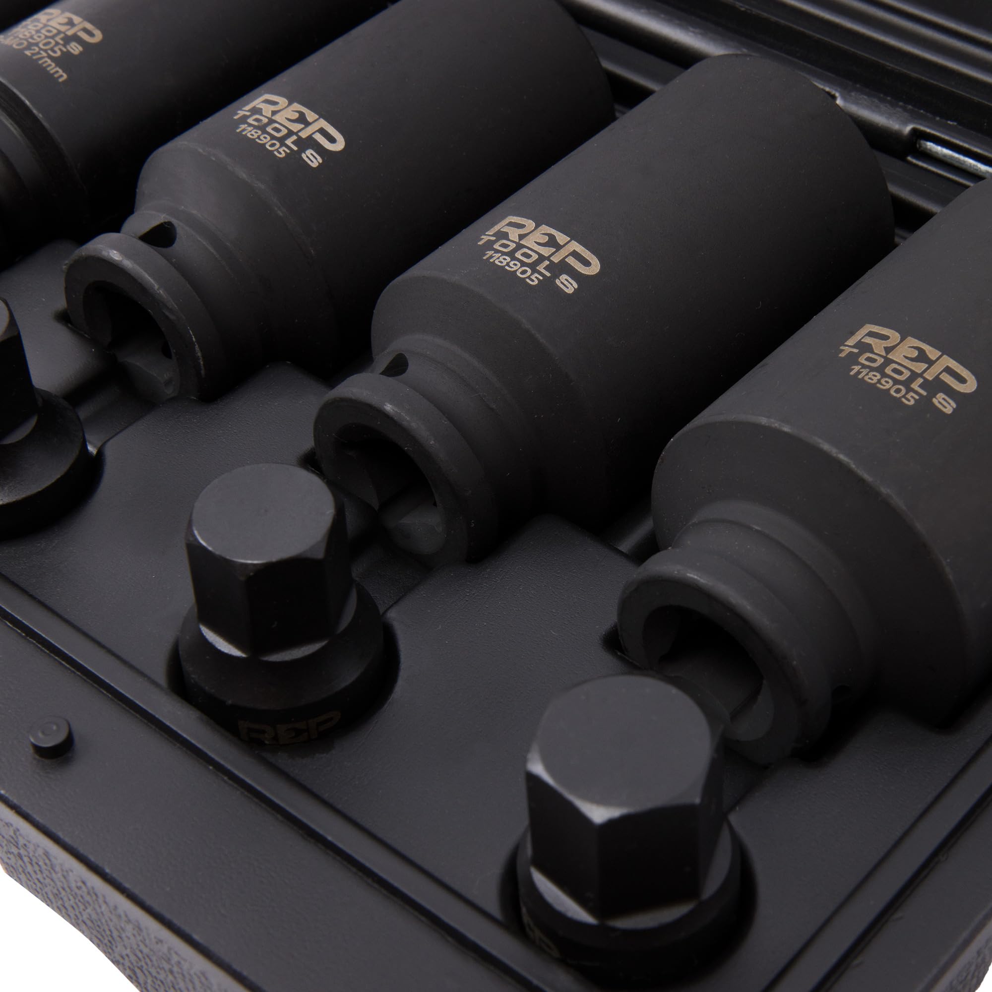 RepTools Antriebswellen Steckschlüssel-Set – 9-teilig, Schlagschrauberfest, 1/2 Zoll Antrieb, Für PKW-Radlager & Gelenkwellen
