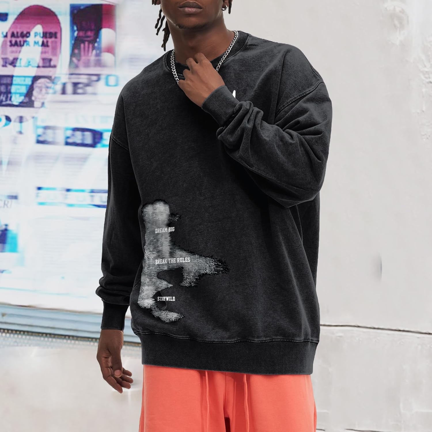 Weetioito Mens Graphic Sweatshirt Streetwear Crewneck Hoodie Baggy Grunge Pullover Hoodies Vintage Acid Wash Sweatshirts - Image 5