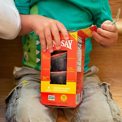 Miniatura 6 de LINDSAY Snack and Go! Aceitunas maduras negras en rodajas, caja de 4 (16 tazas de aperitivo)