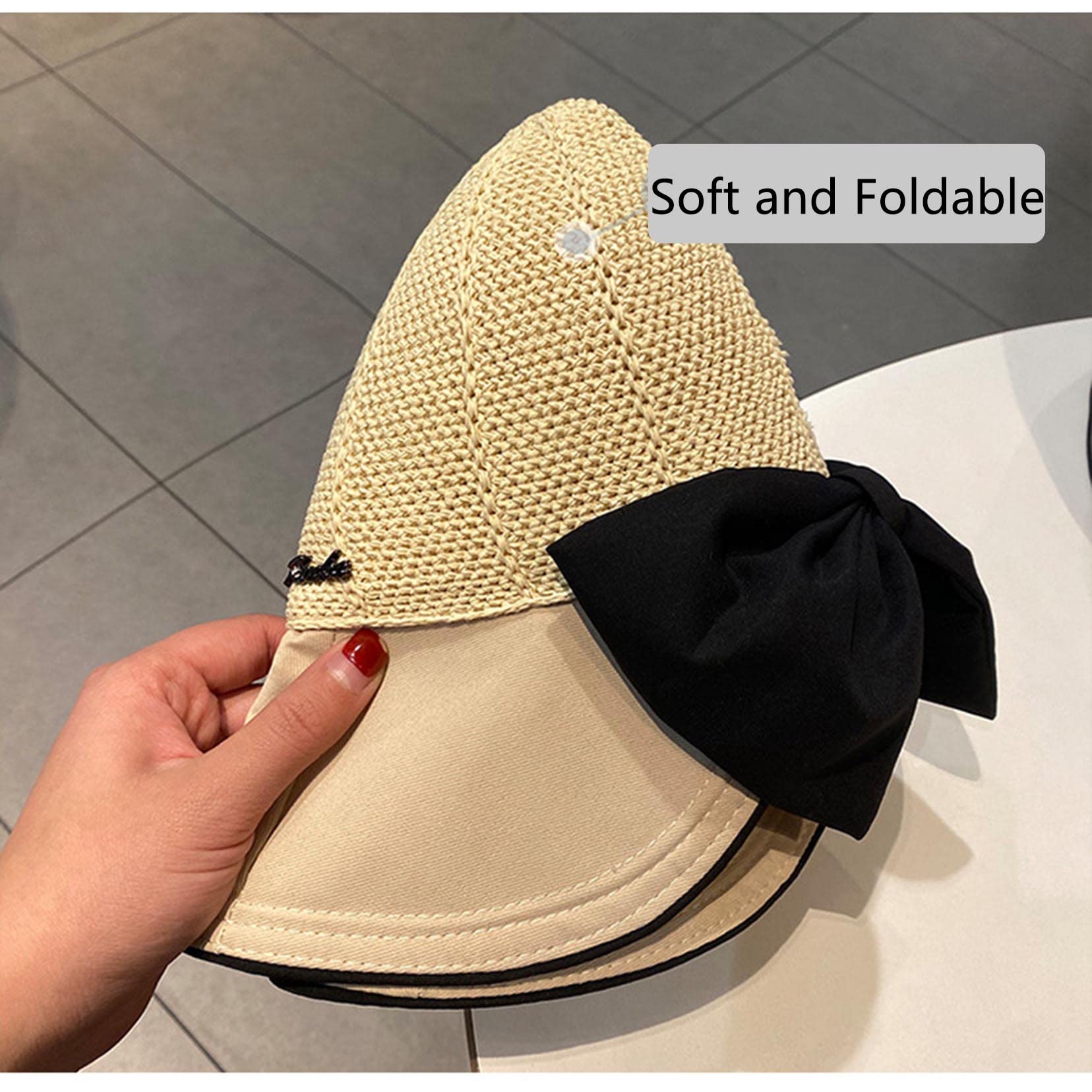 Damski kapelusz typu floppy Bowknot Wide Rand Sun Protection kapelusz słomkowy lato ochrona przed promieniowaniem UV czapka plażowa
