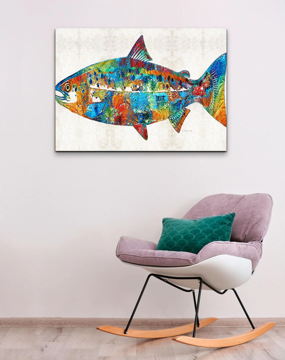 GADGETS WRAP Canvas Gallery Wrap Framed for Home Office Studio Living Room Decoration (22x14inch) - Fish Art Prin