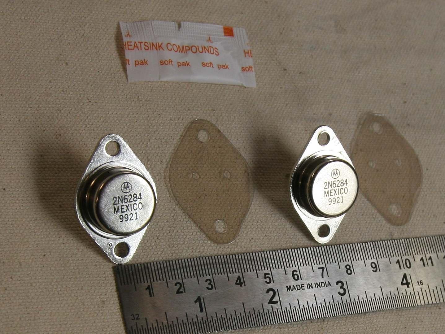 Darlington 2N6284 transistors, insulators & grease compound, qty. 2 for 1 price