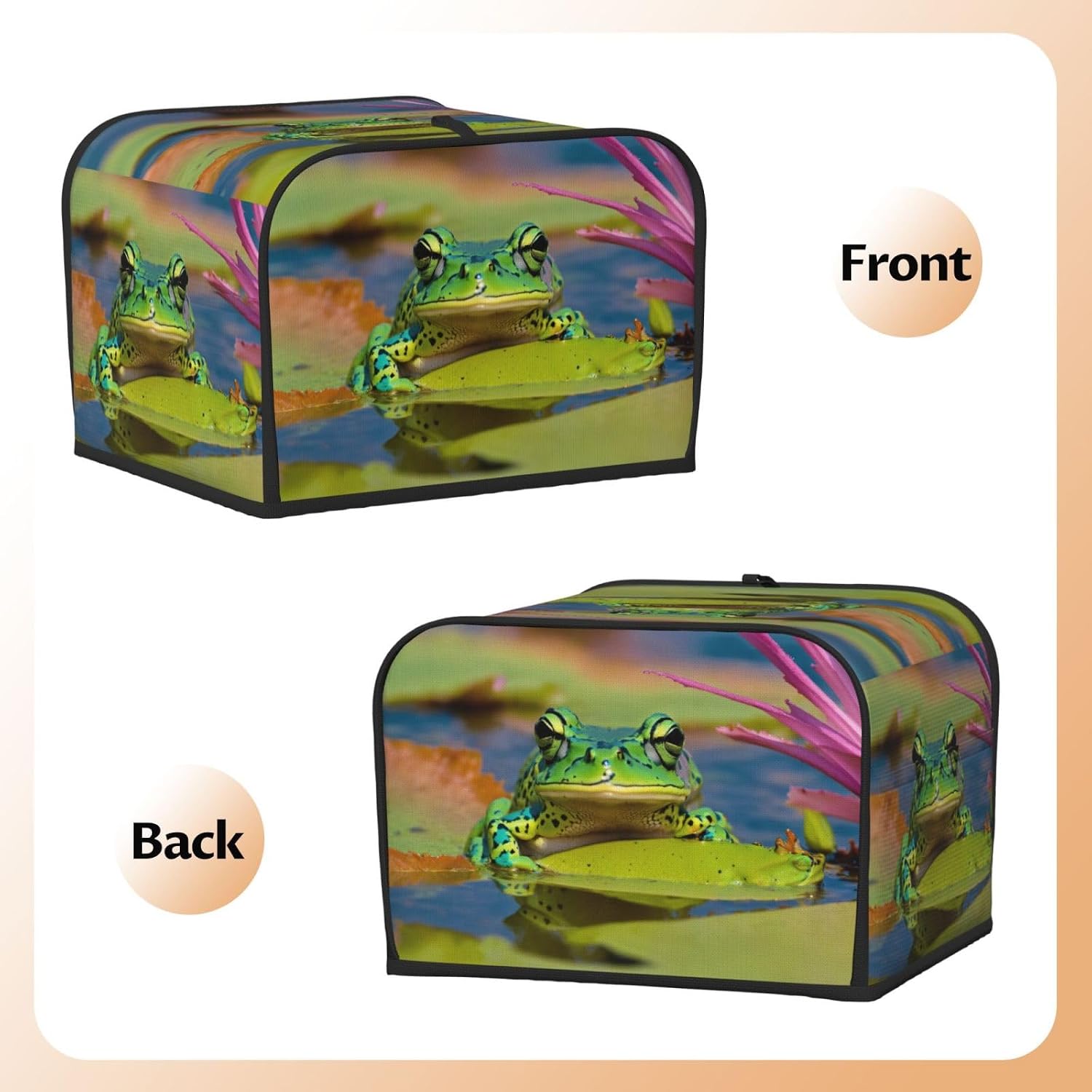 Cute Frog Print 4-Slice Toaster Cover Kitchen Appliance For Bread Home Protector Daily Usability image 2