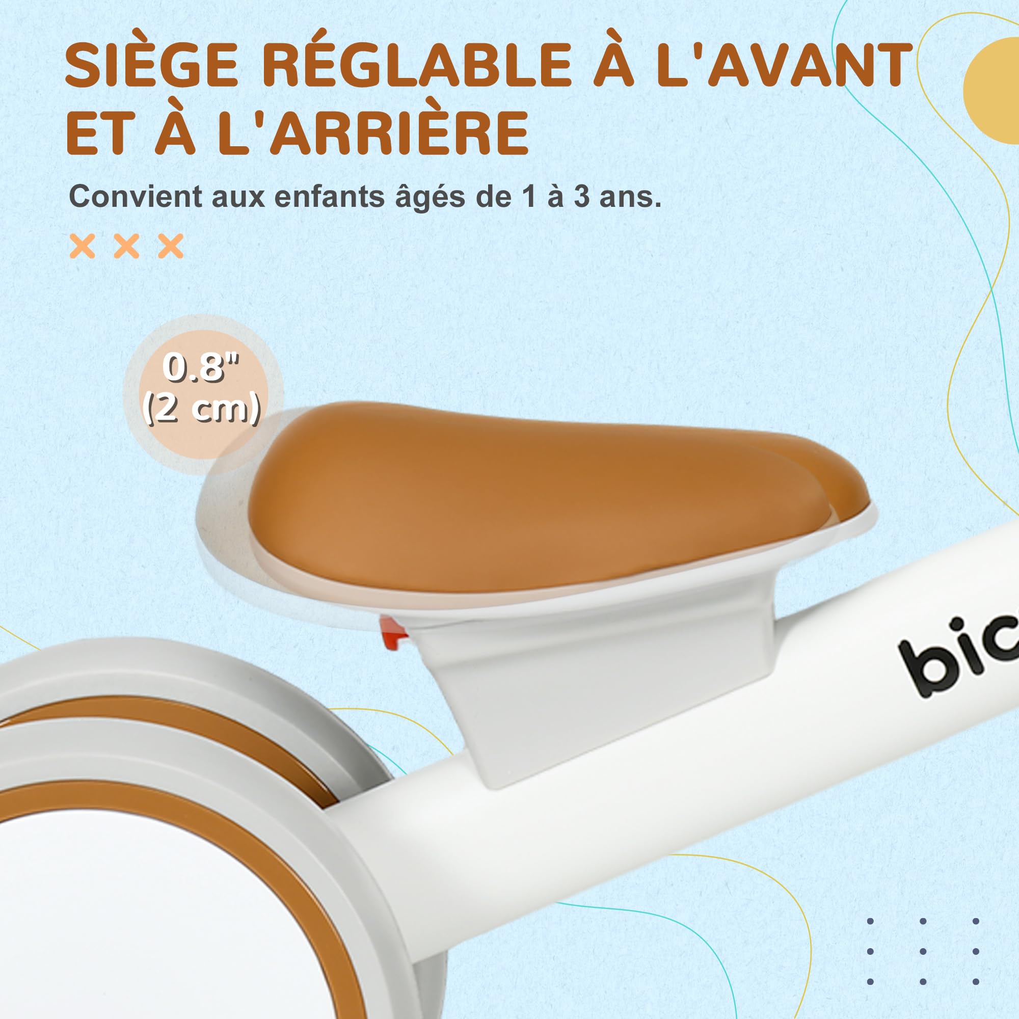 AIYAPLAY Draisienne vélo Enfant 4 Roues Selle réglable Guidon Ergonomique Alliage alu PP 1 à 3 Ans