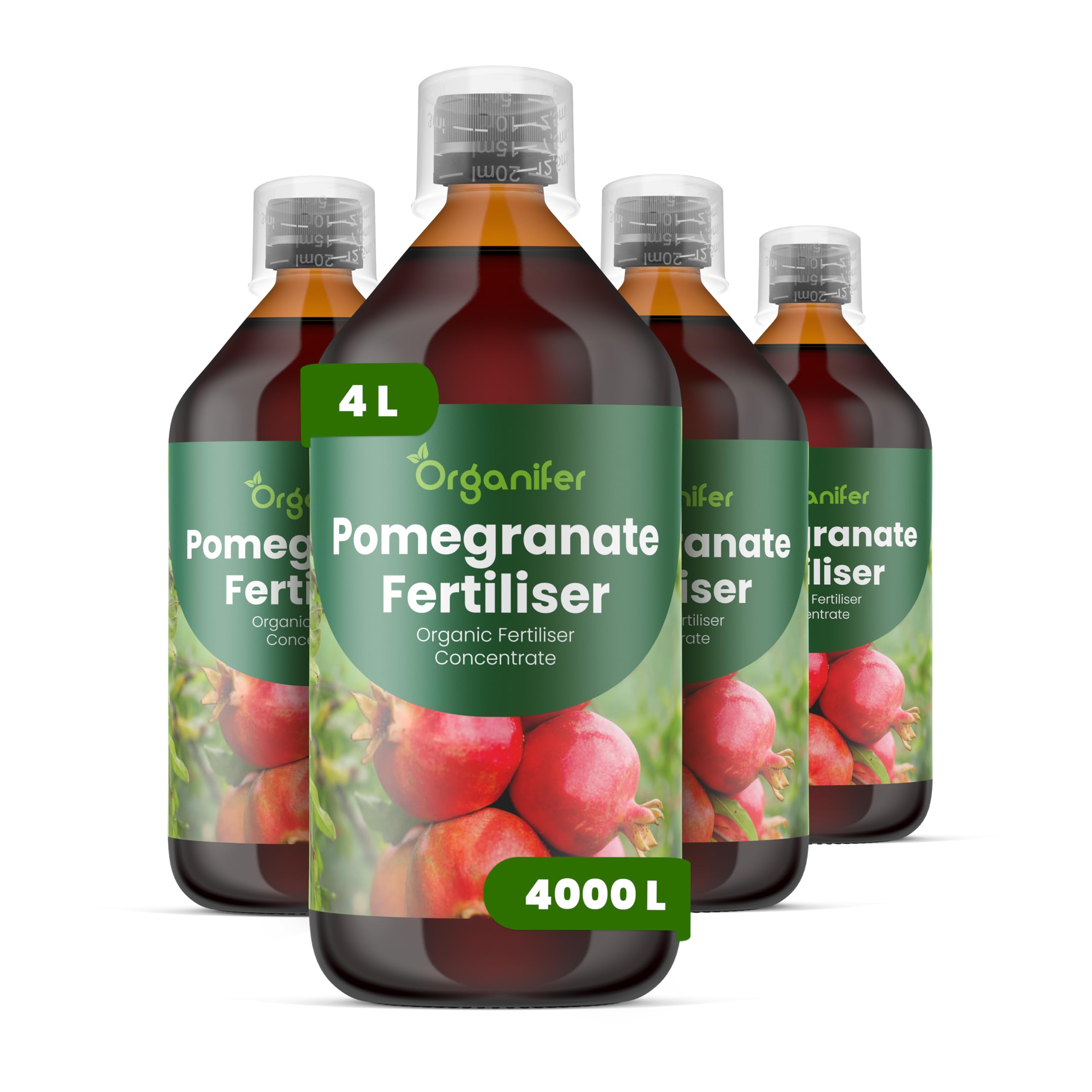 Granat Nawóz Organiczny Do Roślin Owocowych - 4x1L - NPK 2-1-8 | Zdrowe Liście - Silne Korzenie I Wysoka Plonność - Organifer