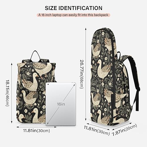 Miniatura 3 de Tennis Racquet Ball Bag Water Resistant White Duck Green Leaves 2 Rackets Tennis Racket Cover Bag with Protective Pad for Tennis, Badminton,