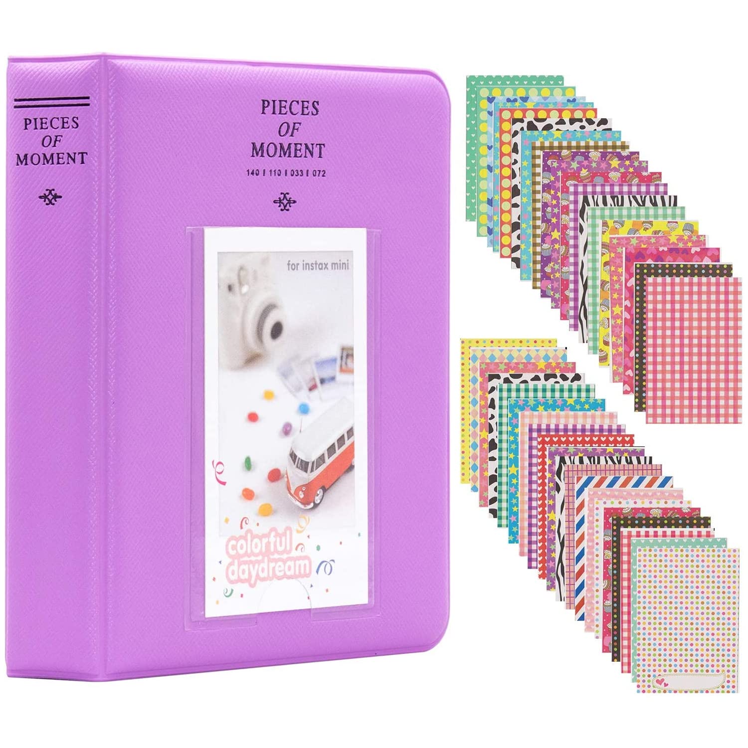 ZENKO 64 Pockets Mini Photo Album for Fuj*ifilm Ins-Tax Mini 7s 8 8+ 9 25 26 50s 70 90 Instant Camera & Name Card (64 Pockets, Purple)-image-3