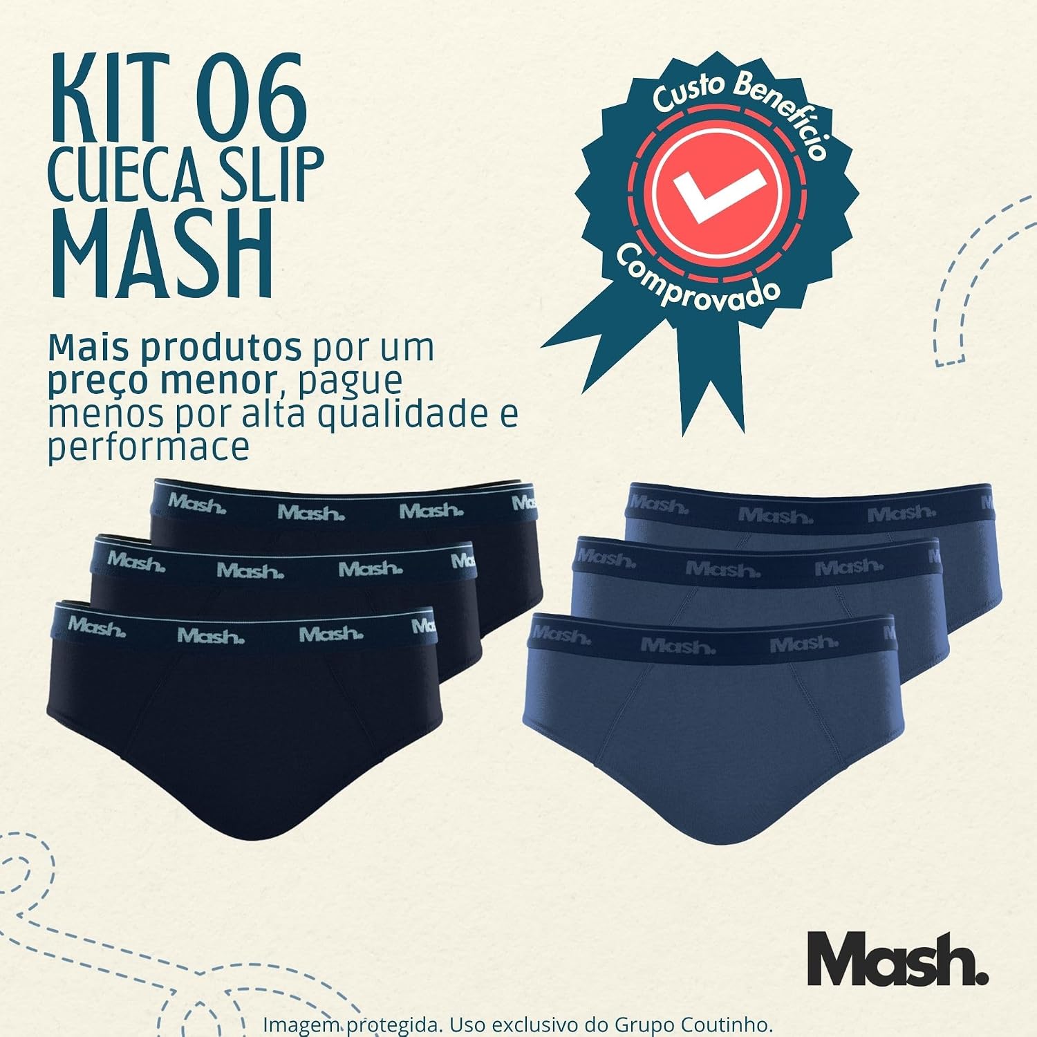 Kit 6 Cuecas Mash Slip Algodão Cotton Hipoalergênica Masculina Kit 6 Cuecas Mash Slip Algodão Cotton Hipoalergênica Masculina