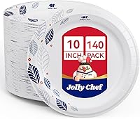 Vista 1 de JOLLY CHEF 140 Count Paper Plates 10 inch Soak Proof, Cut Proof, Heavy Duty Leaf Printed Disposable Paper Plates for Everyday Use