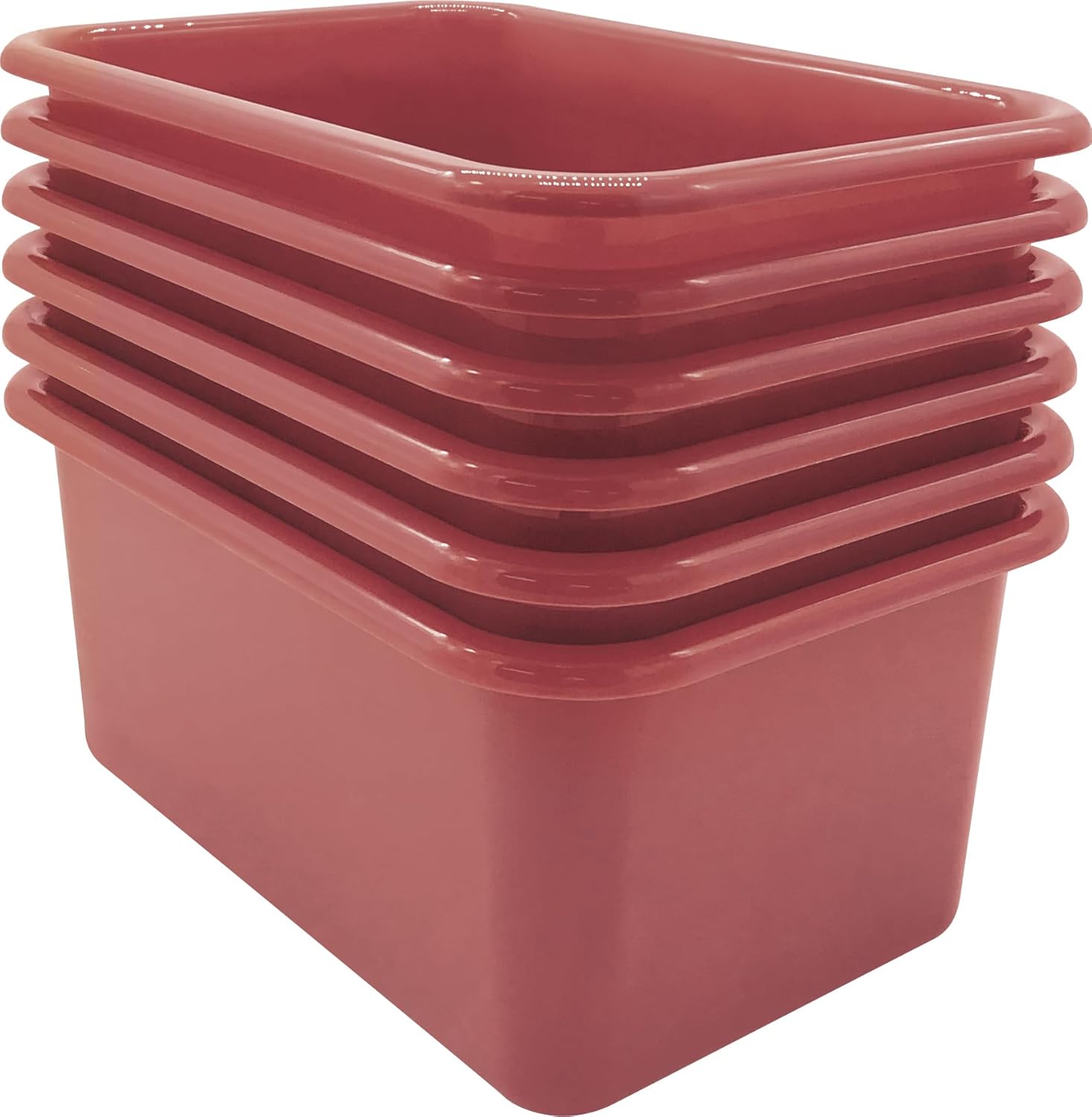 Teacher Created Resources Deep Rose Small Plastic Storage Bin 6-Pack (TCR2088753)