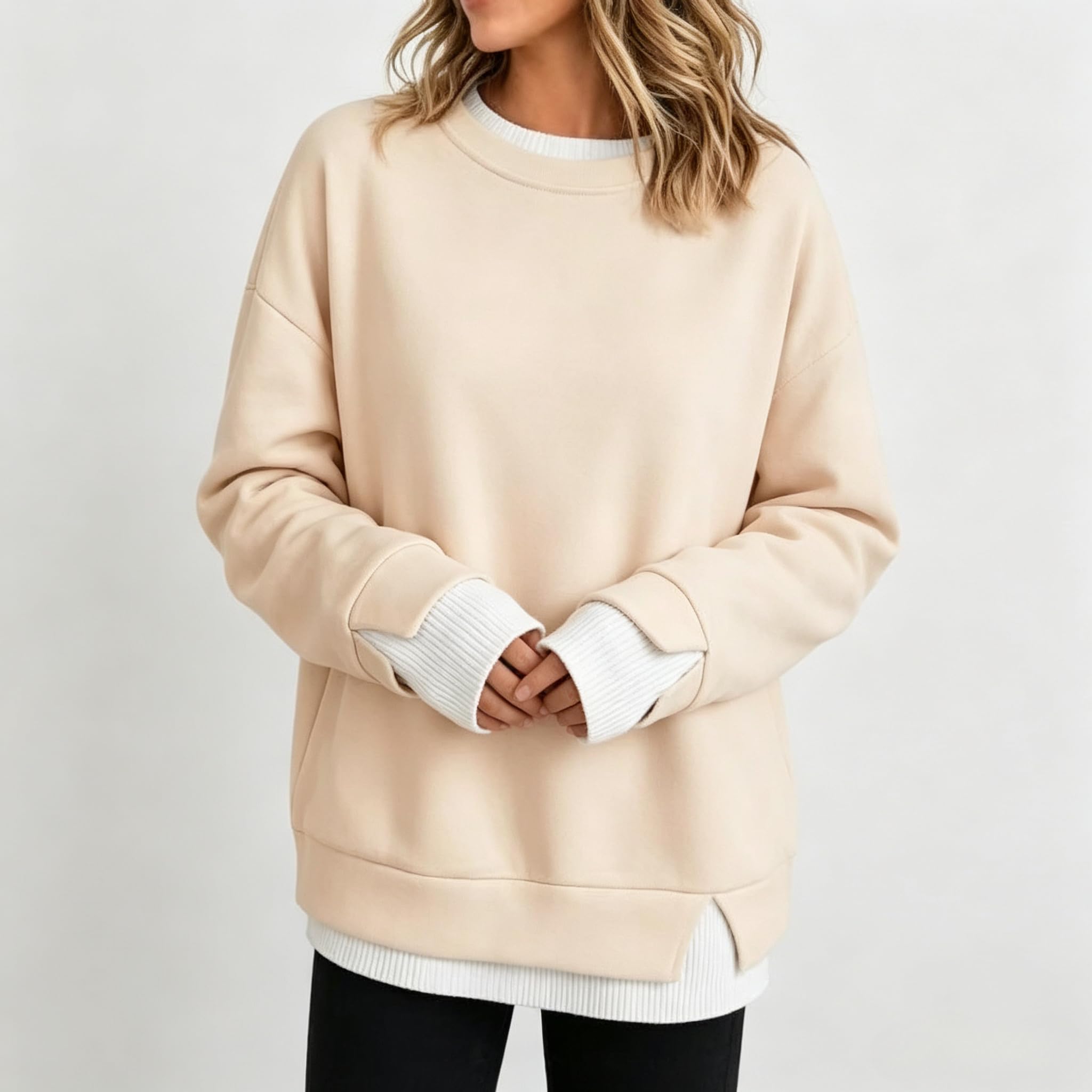 Felpe girocollo da donna a maniche lunghe, vestibilità ampia, pullover top