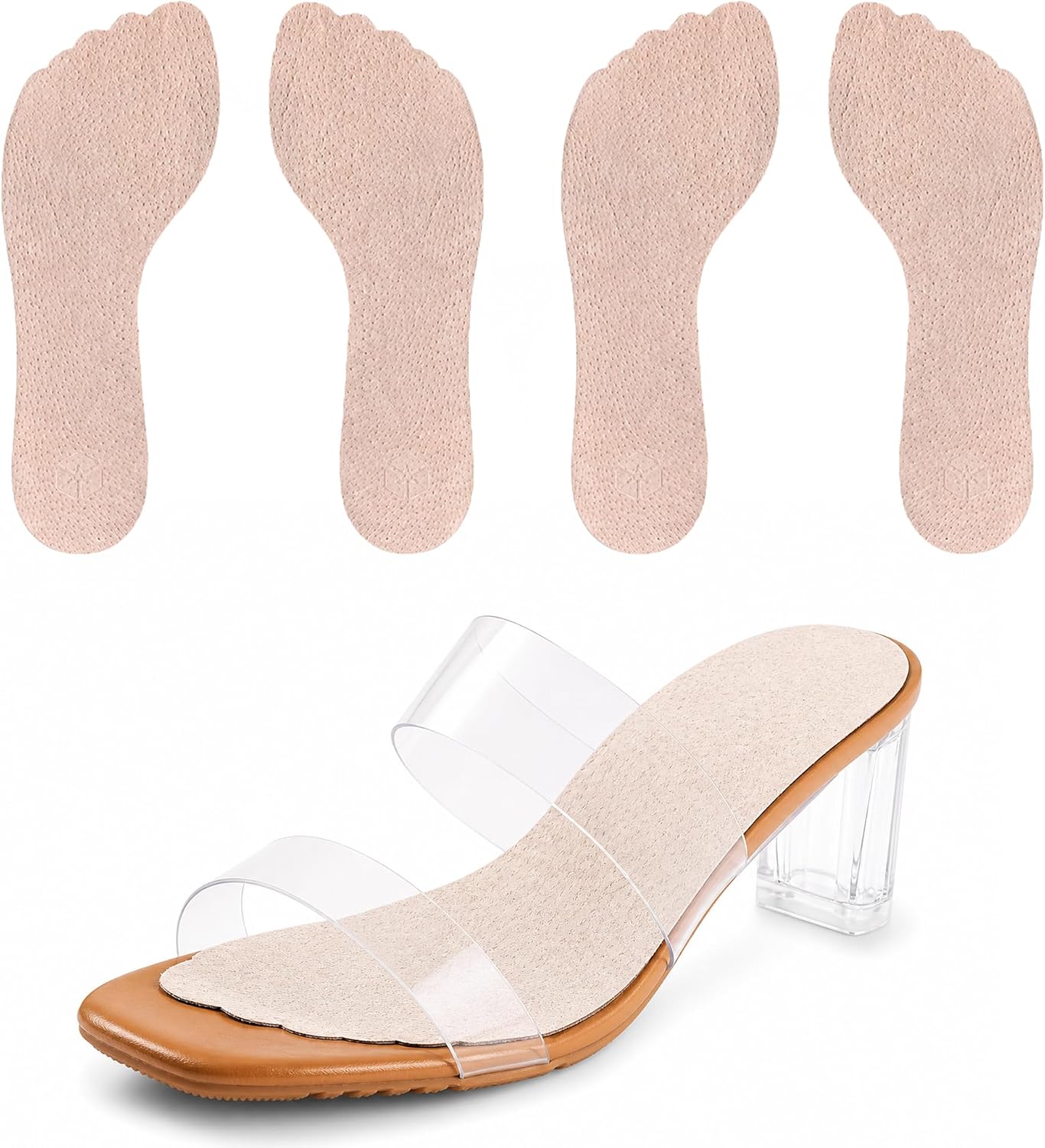 4 Pack Pigskin Non Slip High Heel Inserts for Women Leather Shoe Insoles