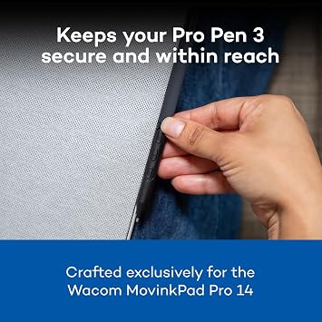 Wacom Tablet Screen Cover, for MovinkPad Pro 14 with Pen Tab | Made by Wacom this authentic accessory ensures a flawless fit with MovinkPad Pro 14, and contains a loop to hold your pen