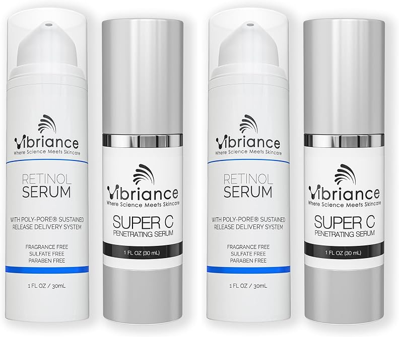 Vibriance Dynamic Duo Kit de Cuidados Faciais com Sérum de Vitamina C Super C e Sérum de Retinol, Pacote com 2
