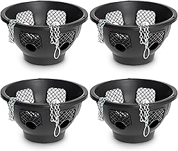 UK Made Set of 4 Hanging Basket - Original Hanging Plant Pots - Black Planters for Balcony, Indoor, or Outdoor - Plastic Hanging Basket for Herb, Flowers, or Plants - 12 Inches