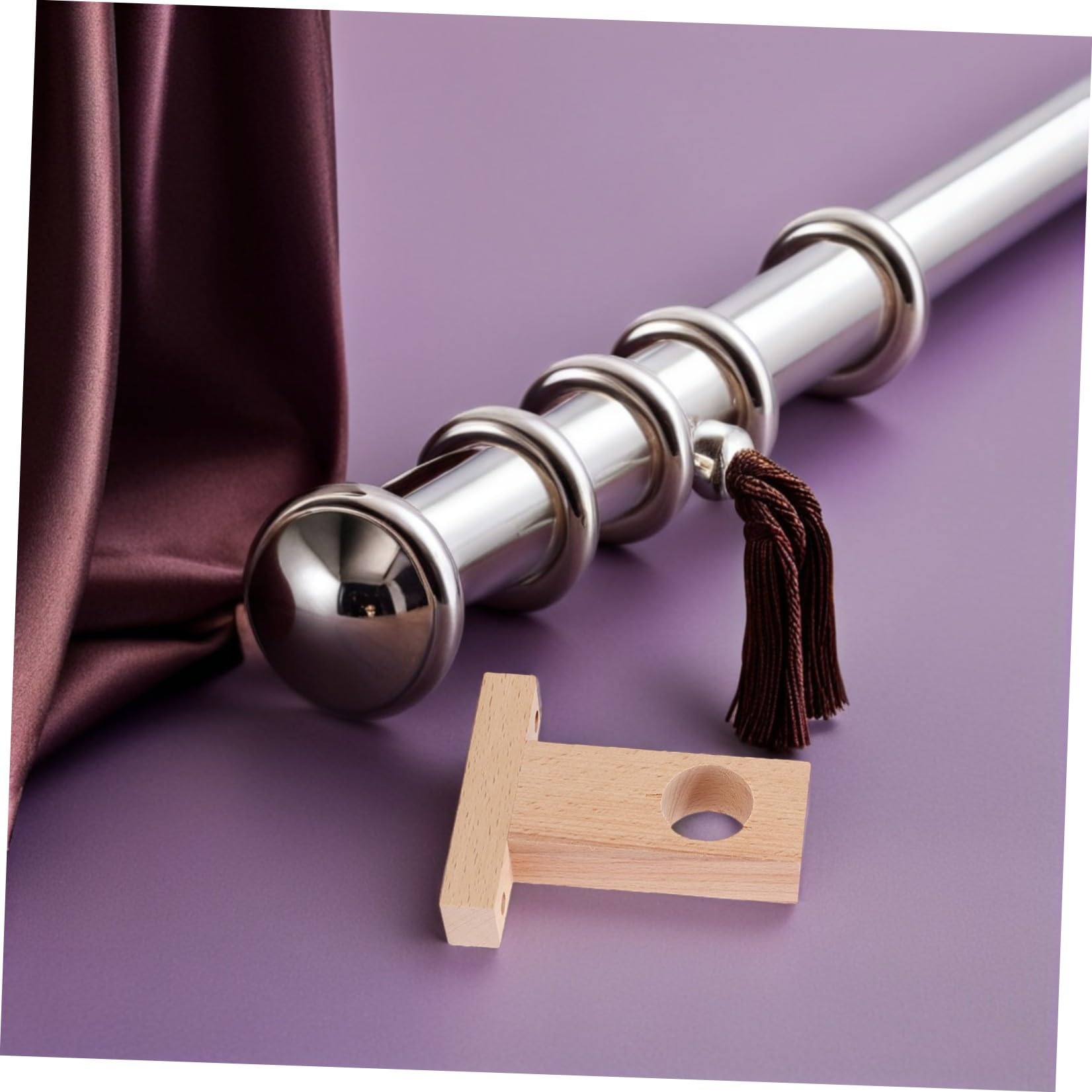 SOIMISS Supporto per Bastone per Tende in Legno 4 Pezzi, Robusto e Resistente, Accessorio per Tende da Interno per Camera e Ufficio