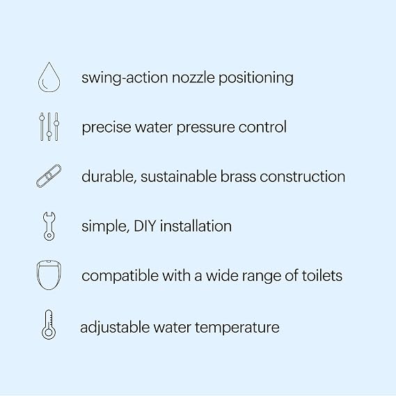 Brondell SMB-25 Side Mounted Manual Bidet Attachment for Toilet Seats with Adjustable Sprayer and Water Pressure, Thin Profile, Chrome (Dual Temperature), X-Large