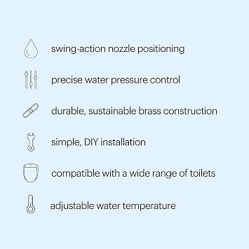 Brondell SMB-25 Side Mounted Manual Bidet Attachment for Toilet Seats with Adjustable Sprayer and Water Pressure, Thin Profile, Chrome (Dual Temperature), X-Large