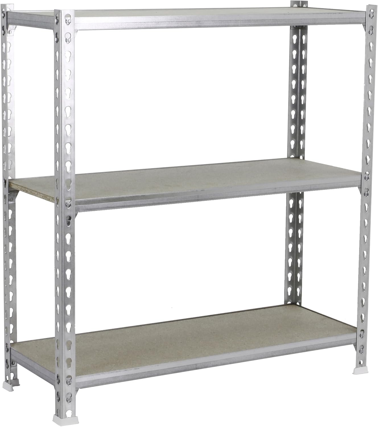 Simon Rack Garage Shelving Unit 1000x900x500 mm, 3 Tier Metal Rack with 16 mm MDF Shelves, 150 kg per Shelf, Galvanised/Wood – Maderclick