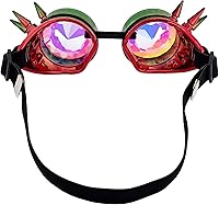 Vista 81 de Gafas de caleidoscopio retro con pinchos, gafas de cristal arcoíris steampunk estilo soldadura, gafas de cosplay punk
