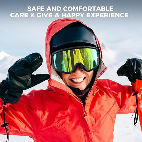 Miniatura 9 de Findway Gafas de esquí OTG, 2023 actualizadas Gafas de nieve para adultos, hombres, mujeres y jóvenes, compatible con todos los cascos, antiniebla,