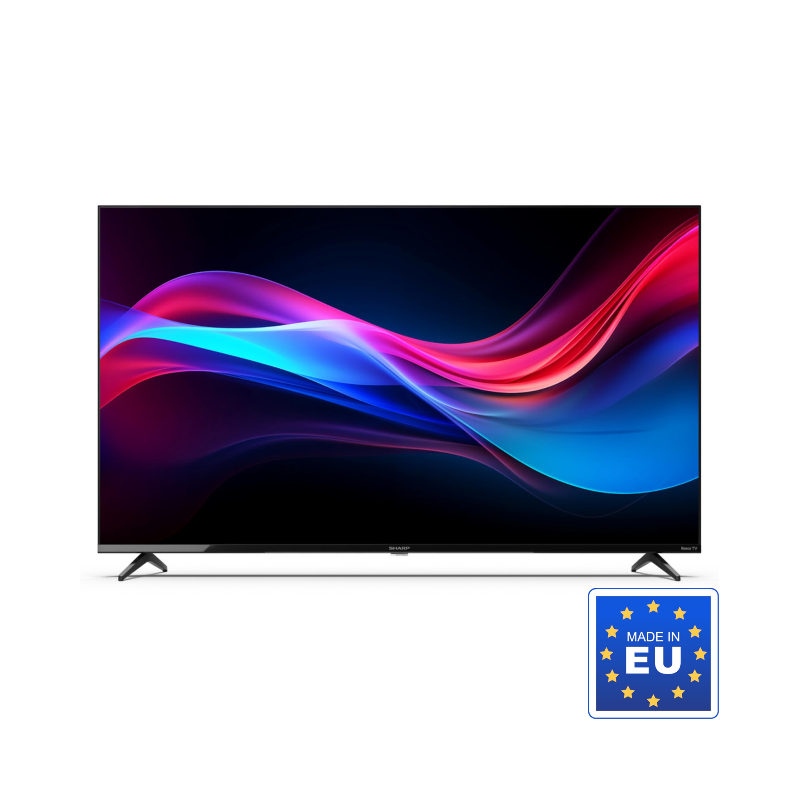 SHARP 55GJ4225E - 55 Zoll Fernseher 4K Ultra HD Roku TV | 139 cm, Gaming & Streaming LED Smart TV, Ohne Rahmen, HDR10, HDMI 2.1, AV1-Codec, Receiver, WLAN