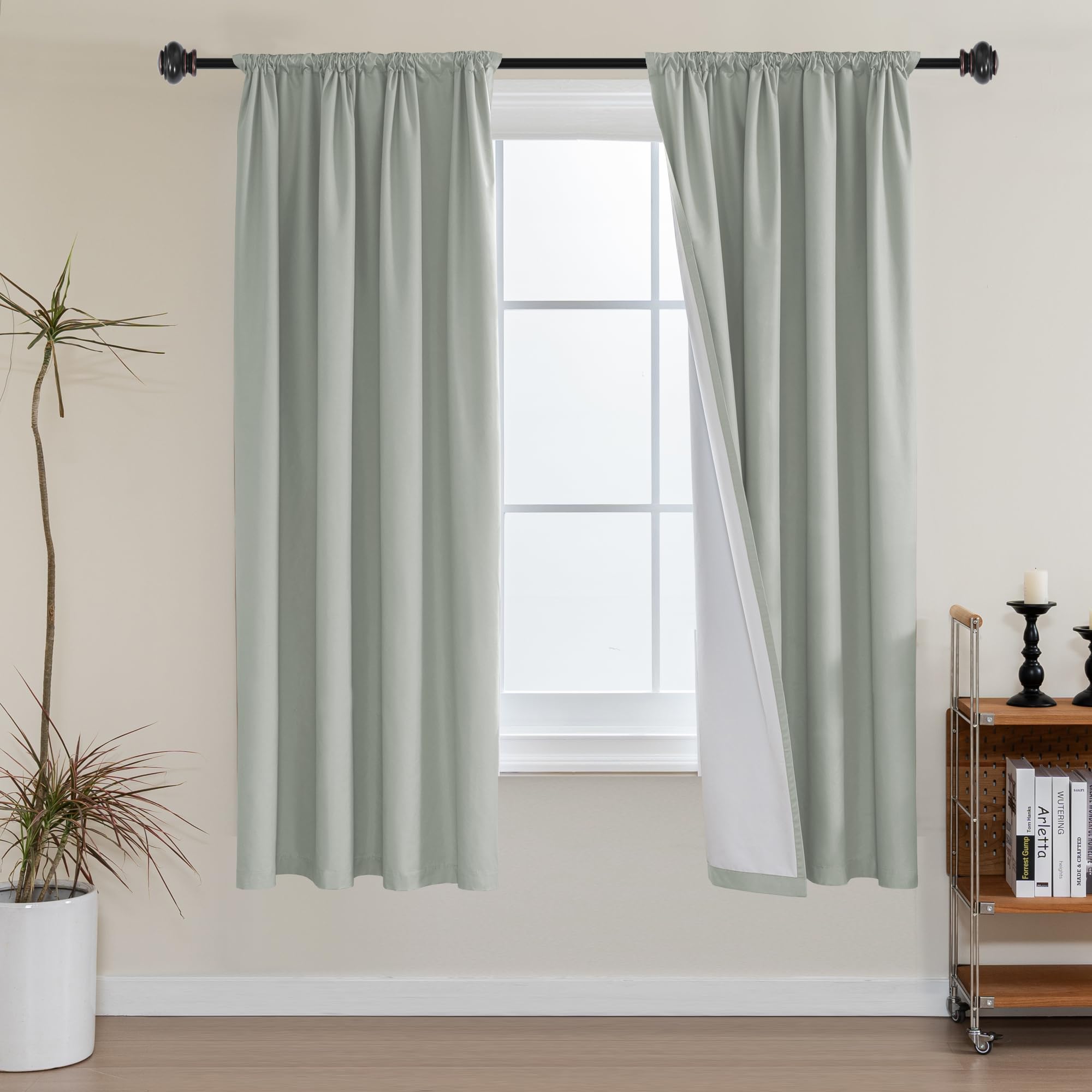 H.VERSAILTEX 100% Blackout Curtains 63 Inches Long Thermal Insulated Window Treatment Curtain Panels for Living Room Energy Saving Rod Pocket Bedroom