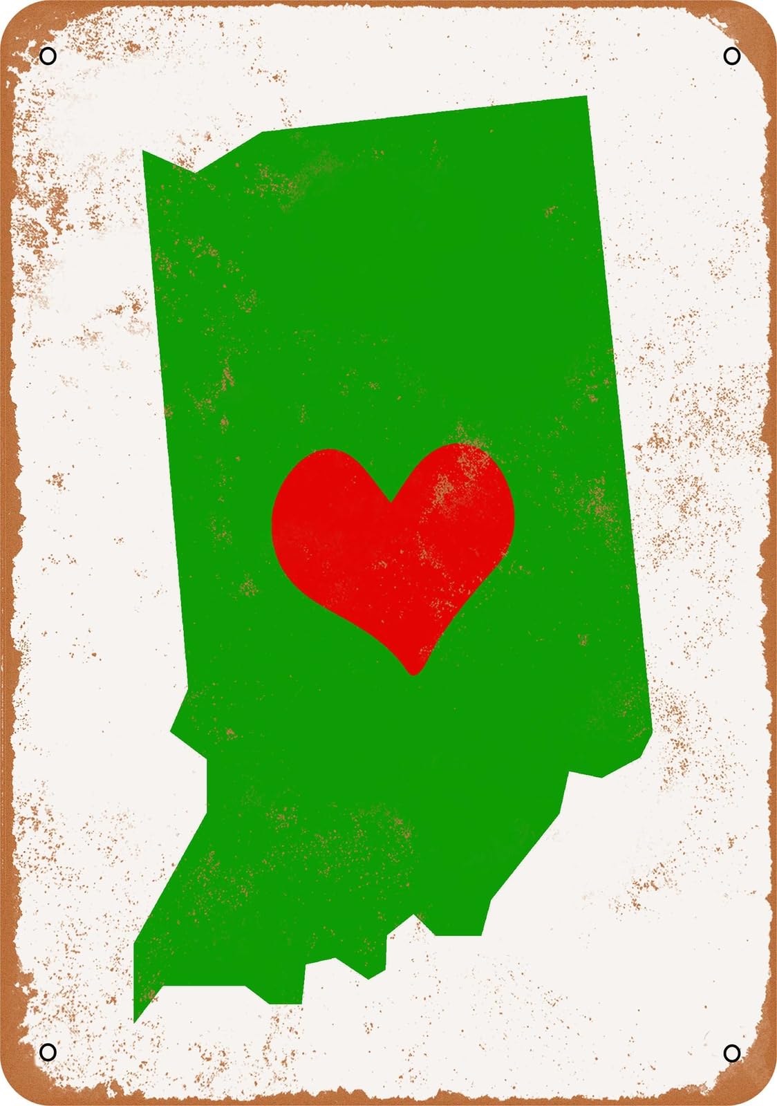 Miaomansenstore Metal Sign - Love Heart Indiana - Vintage Look Home Decor