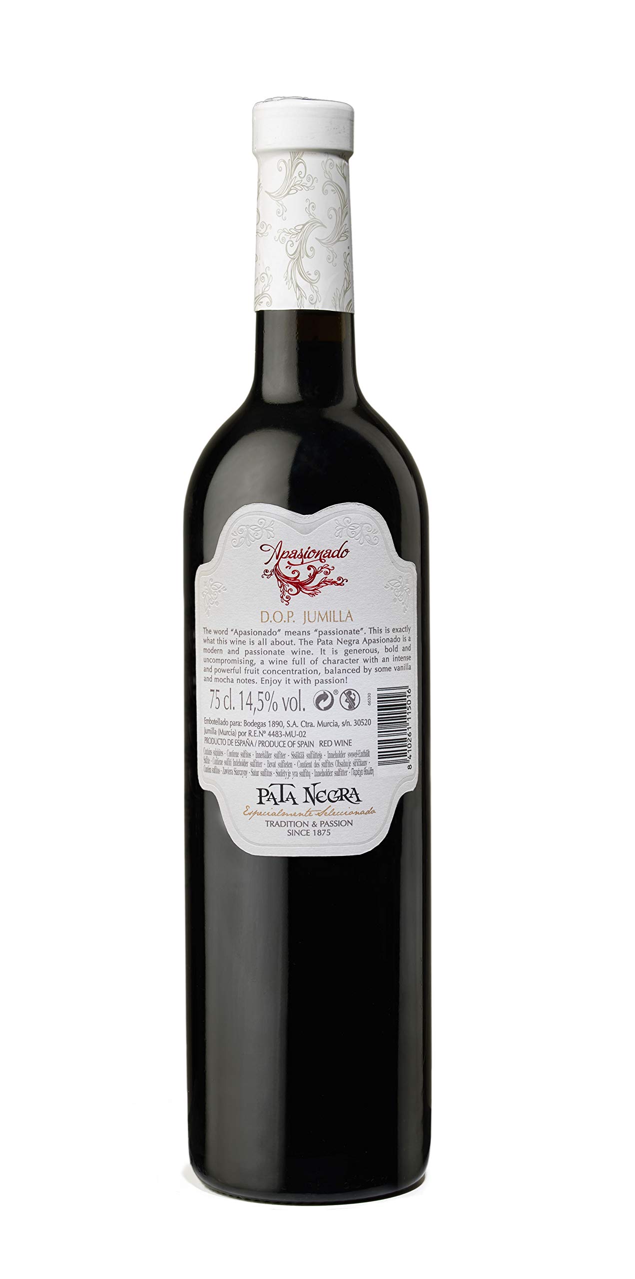 Pata Negra Apasionado - Vino Tinto D.O Jumilla - Caja de 6 Botellas x 750 ml