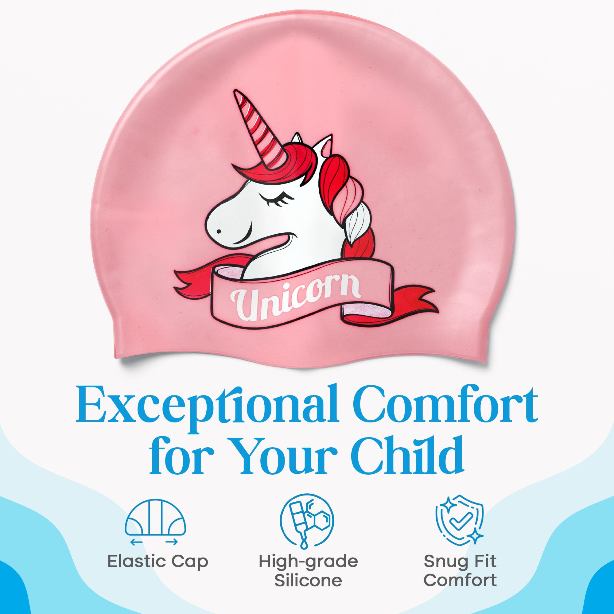 EANAGO silicone swimming cap for girls, fashionable swimming cap for children for swimming and training - Image 3