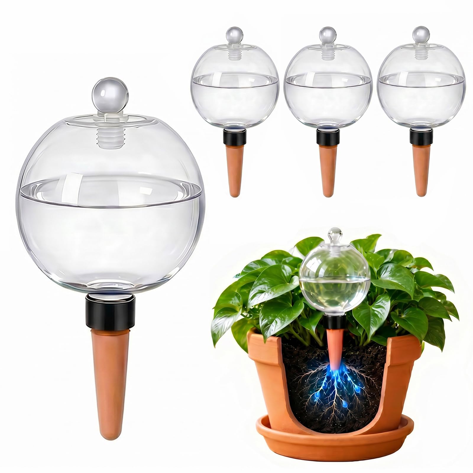 4 Pack 26 oz Extra Large Plant Self Watering Globes to 3 Weeks Watering
