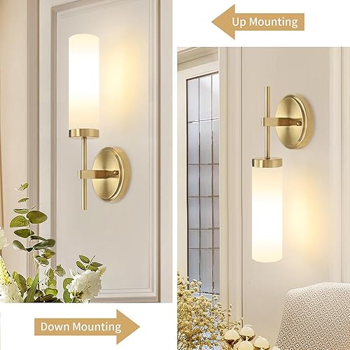 Miniatura 13 de Juego de 2 apliques de pared modernos, luces de tocador de baño negras y doradas con vidrio transparente, juego de 2 apliques de pared con cableado