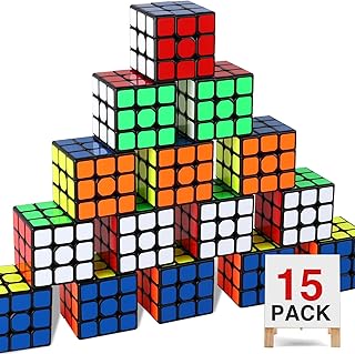 15 Pack Party Favor Cube, 2.2 Inch 3×3×3 Speed Cube Set, Magic Cube with Vivid Colors, Puzzle Party Toy Cube School Supplies Puzzle Game for Kids and Adults, Boys and Girls