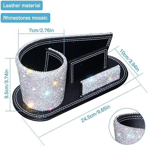 Miniatura 9 de Grapadora y dispensador de cinta y soporte para lápices, tarjetas de nombre de negocios, decorativas, brillantes, cristal, de lujo, hecho a mano,