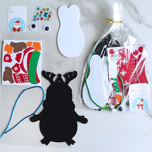 Miniatura 6 de Winlyn 24 juegos de manualidades de Navidad, manualidades de invierno, adornos de pingüino de Navidad, decoraciones de arte, juegos de calcomanías