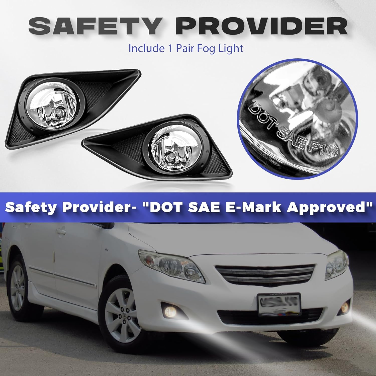 Corolla Fog Light Altis 2008-2010 - RP Remarkable Power, Fog Light for 2008 2009 2010 Corolla Fog Ligths/ Altis Fog Lights with H11 12V 55W Bulb Wiring Harness& Switch Clear Len Light Kit FL7005