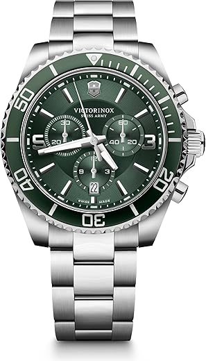 Victorinox Stainless Steel Men Swiss Army Maverick Chrono 241946 Herrenchronograph Analog Watch, Green Dial, Green Band
