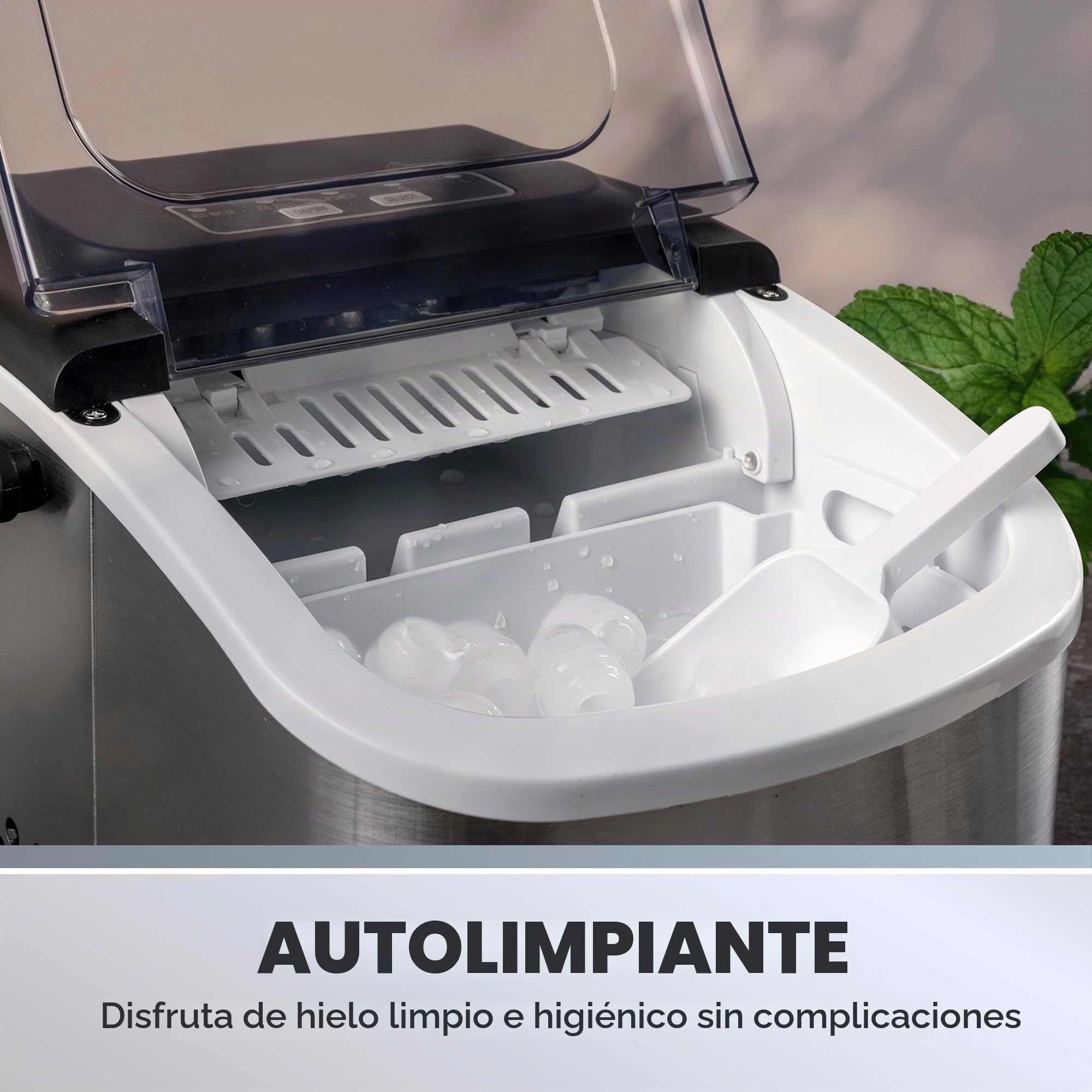 Daewoo Máquina de hielo portátil de 12 kg con asa, 9 cubos de bala en 6 minutos con 2 opciones de tamaño, 12 kg en 24 horas, autolimpieza, cuchara y cesta de hielo incluidas, para bar, hogar, oficina