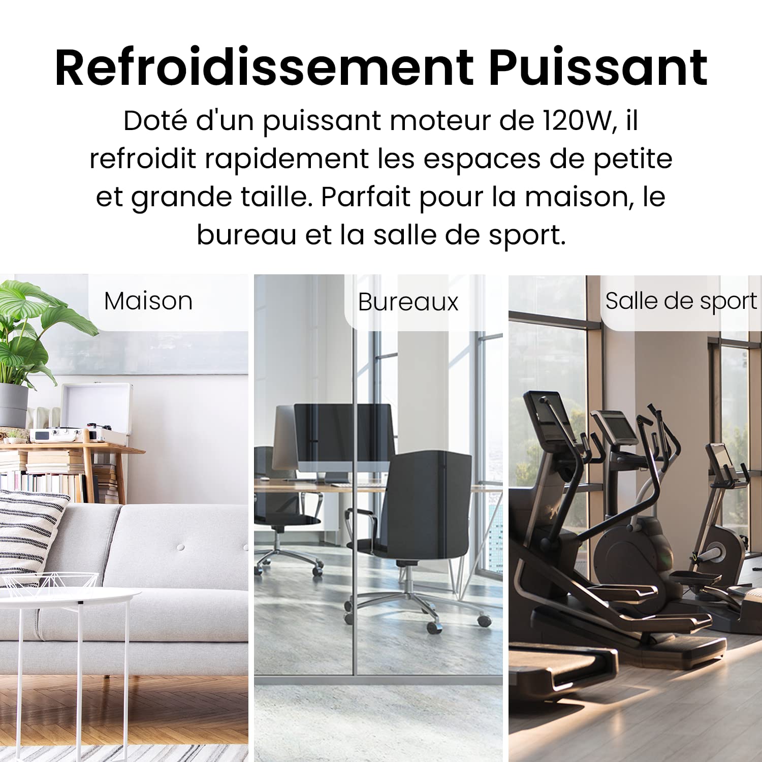 Pro Breeze Brasseur d'Air 50 cm – 120W, 3 Vitesses, Tête Inclinable, Pales Inox, Ventilateur de Puissant pour Chambre, Salon, Bureau & Maison, Design Chromé Métallique