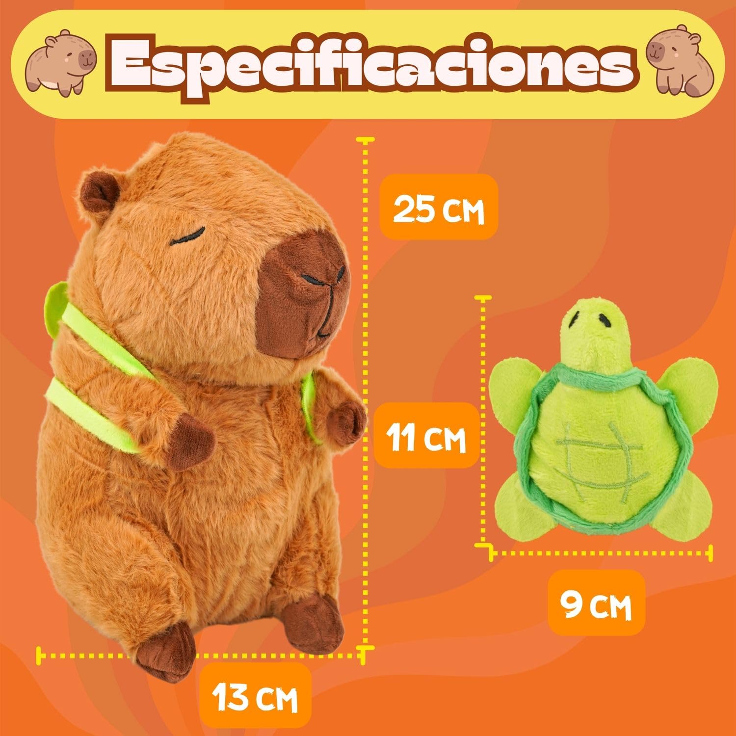 Peluche Capibara 25 cm | Capybara Kawaii Suave y Achuchable | Muñeco Capibara Peluche de Capibara Original y Tierno