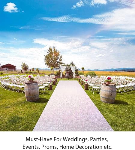 Miniatura 10 de Camino de pasillo rojo para ceremonia de boda, 4 x 20 pies, camino de pasillo de lentejuelas para boda, al aire libre, alfombra de pasillo de