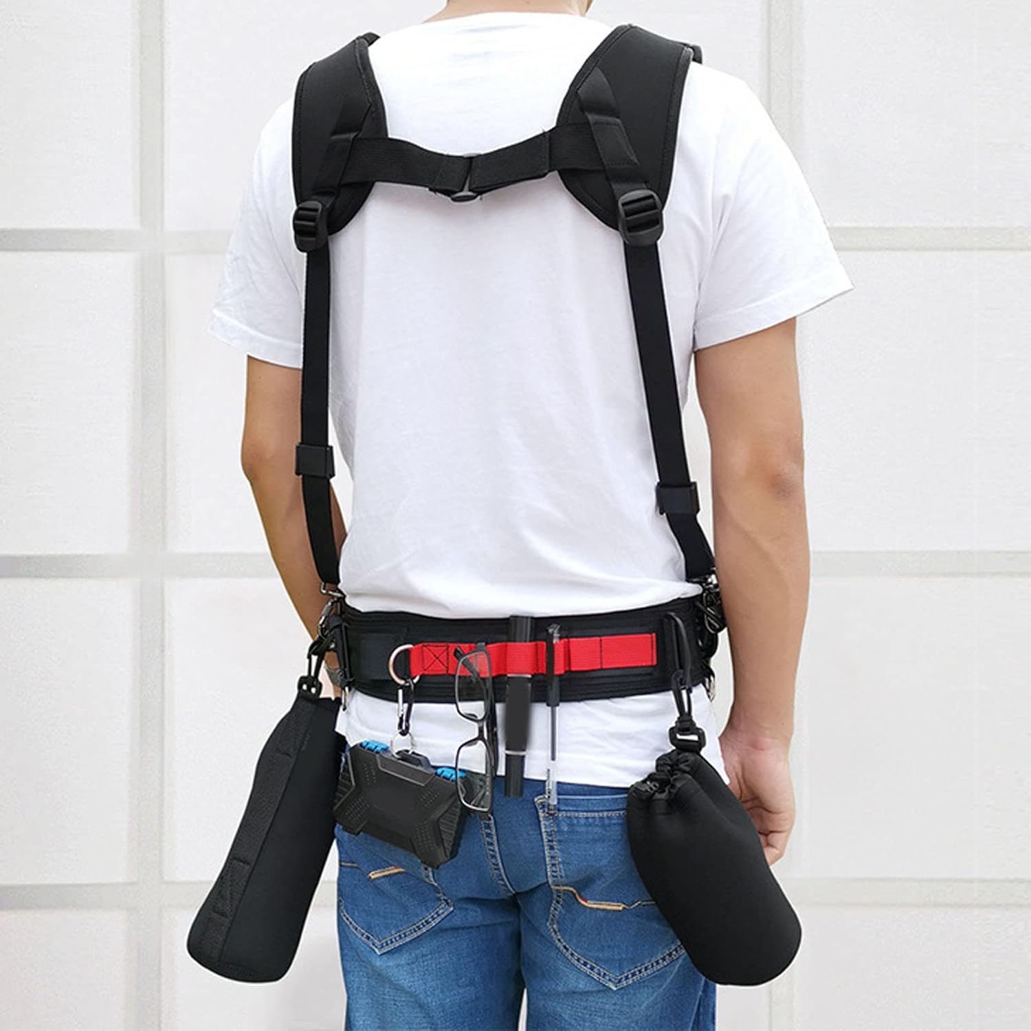 ASHATA Adjustable Photography Utility Belt, Multifunction Outdoor Photography Waist Strap Belt with Buckle, Camera Strap Belt for Hanging Tripod, Flashlight, Water Bottle, Photography