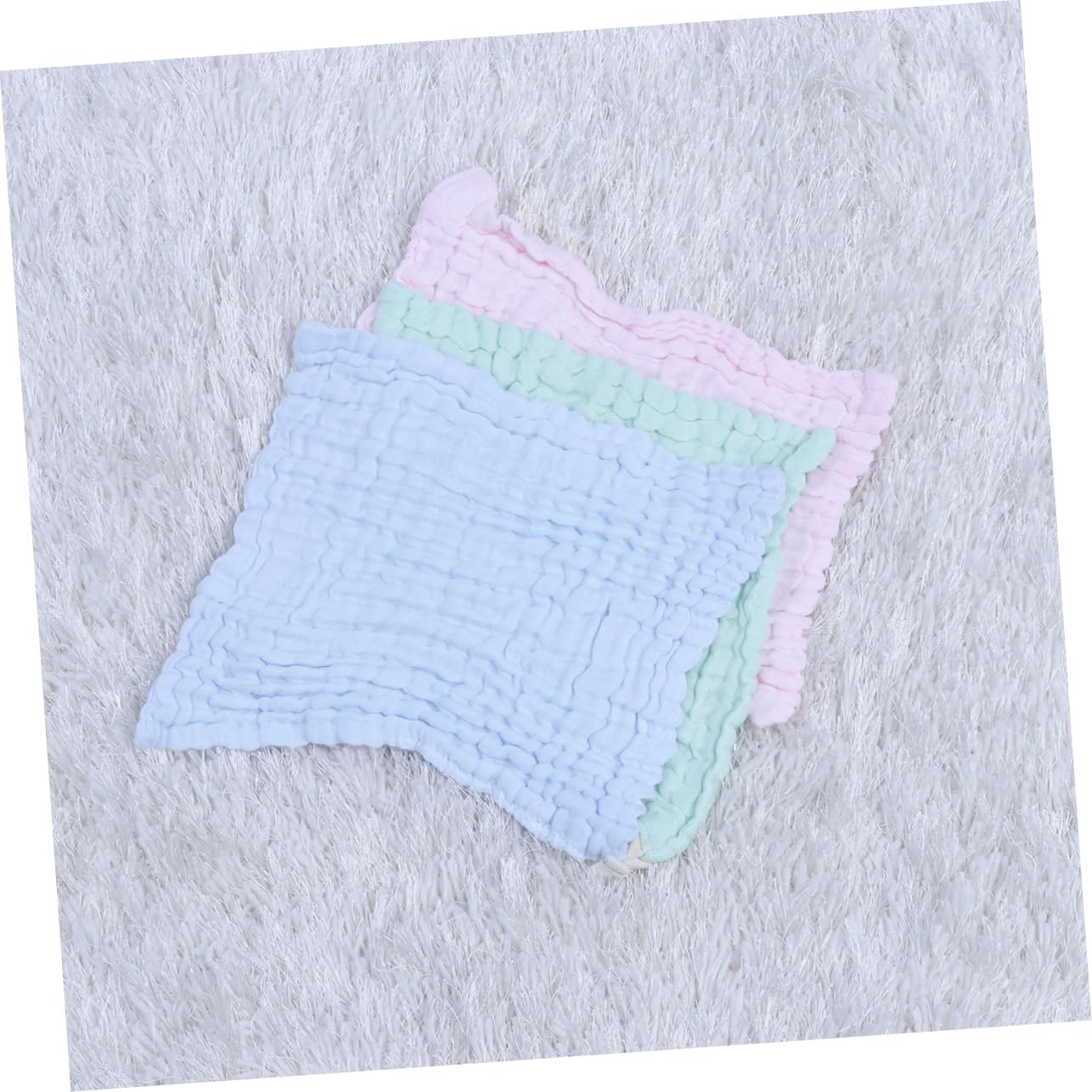 VANZACK 5Pcs Solid Color Bibs Cotton Face Towels Multilayer Square Towels for Teething Lightweight and Quick Drying Random Colors for Boys