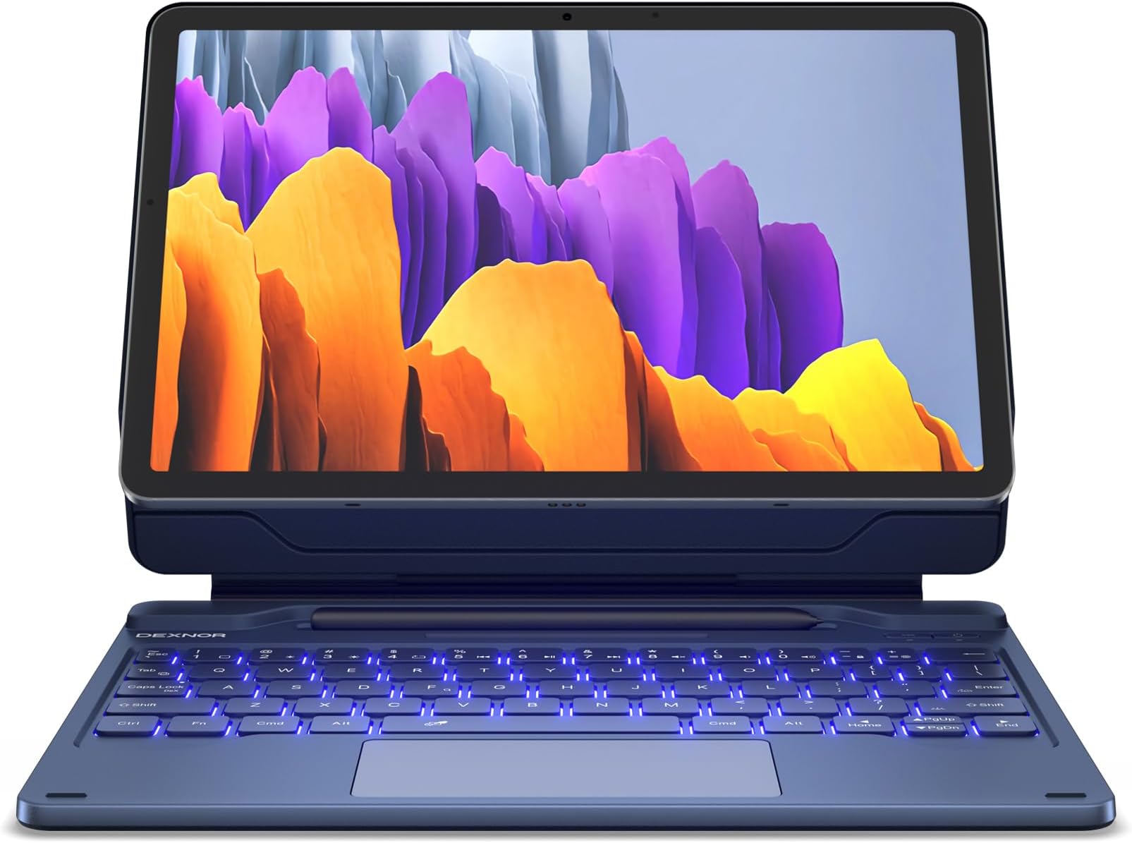 Dexnor Keyboard Case for Samsung Galaxy Tab S10 Lite/S10 FE/S9 FE 5G 10.9"/S9 11" Case with Keyboard Magnetic Floating Cantilever Stand Multi-Touch Trackpad Wireless Backlit with S Pen Holder, Blue